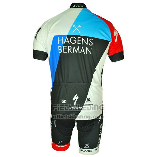 2018 Fietskleding Axeon Hagens Berman Blauw Zwart Korte Mouwen en Koersbroek